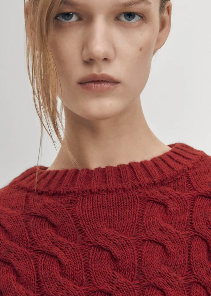 Sweaters Cardigans Women ALOHAS Blossom Red Tricot Sweater