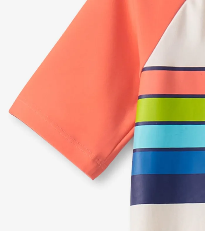 Swimwear Boys Hatley Boys Surfer Stripes Short Sleeve Rashguard