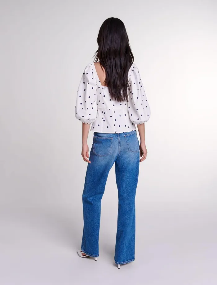 Tops and Shirts Women Maje PuffSleeved Top Navy Polka Dots