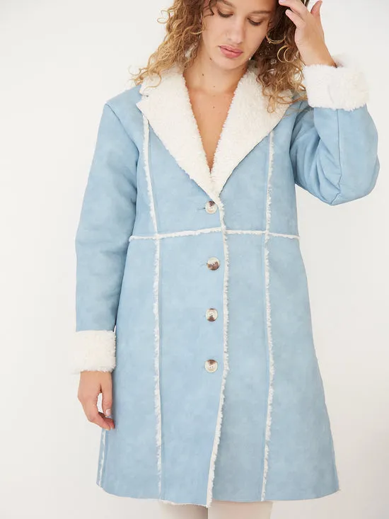 Tops Nadia Sherpa Coat Cloud Blue 8211 Lisa Says Gah Women