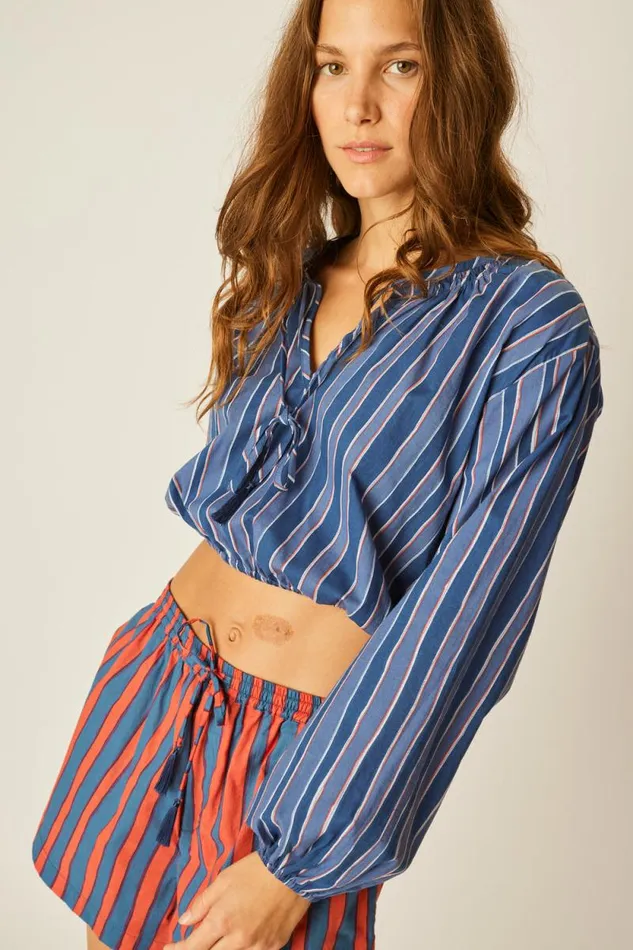 Tops Shop Natalie Martin AMELIA TOP Batik Stripe Navy