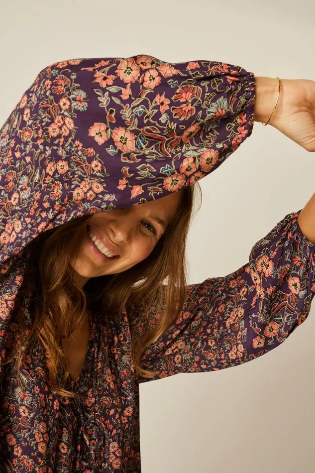 Tops Shop Natalie Martin PENNY BLOUSE Petite Fleur Aubergine