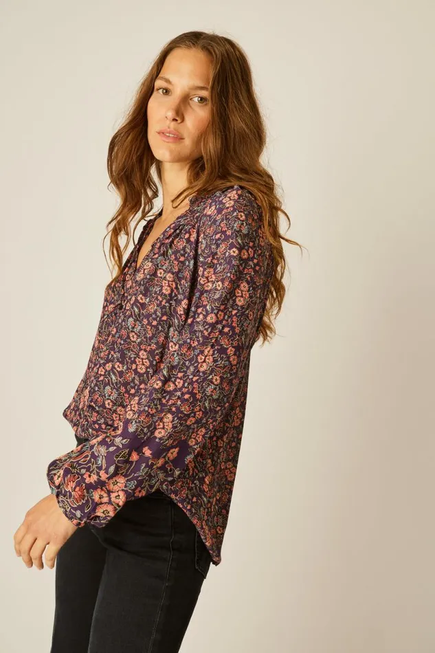 Tops Shop Natalie Martin PENNY BLOUSE Petite Fleur Aubergine