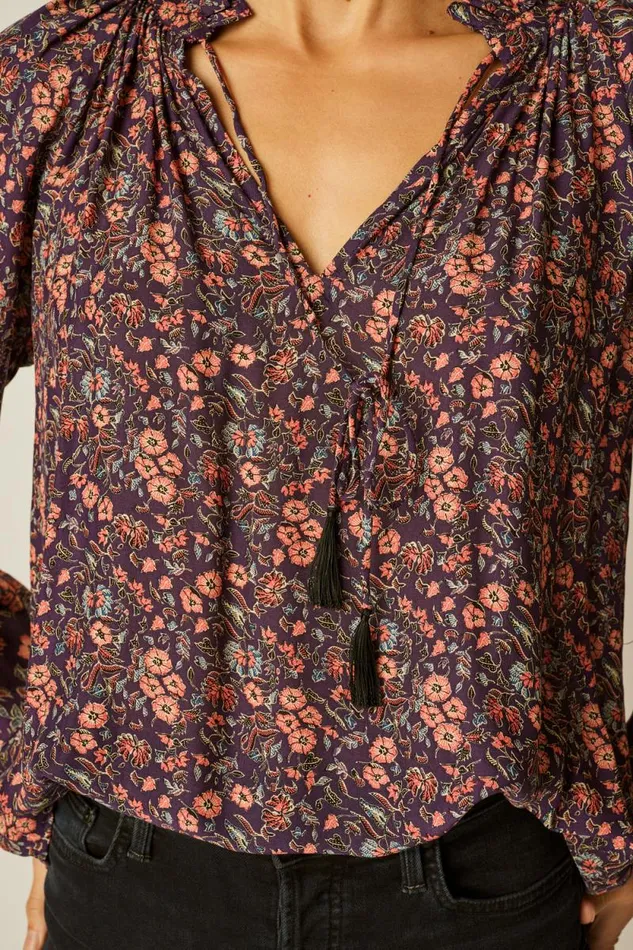 Tops Shop Natalie Martin PENNY BLOUSE Petite Fleur Aubergine