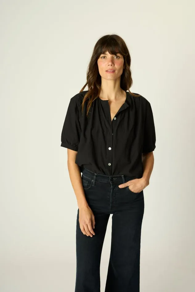 Tops Shop Natalie Martin VIOLET TOP Black Flat Cotton