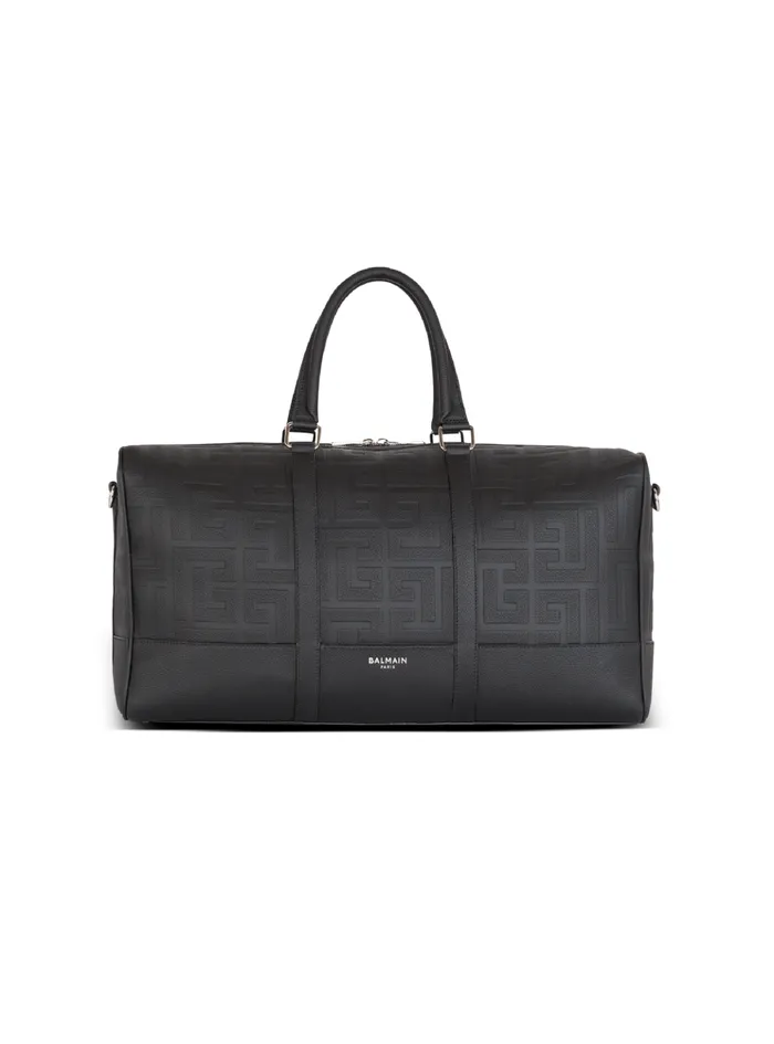 Travel Bag In Grained Leather Black Men Balmain Bags And Backpacks