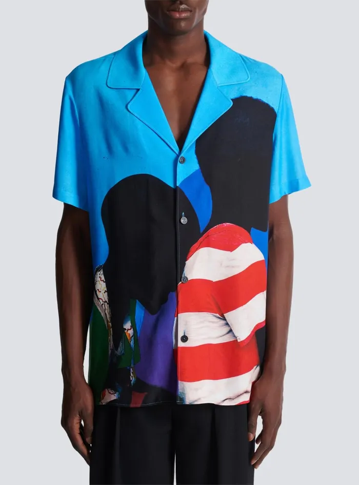 Twill Pyjama Shirt With Prince Gyasi Print Multicolor Men Balmain Shirts And Polos