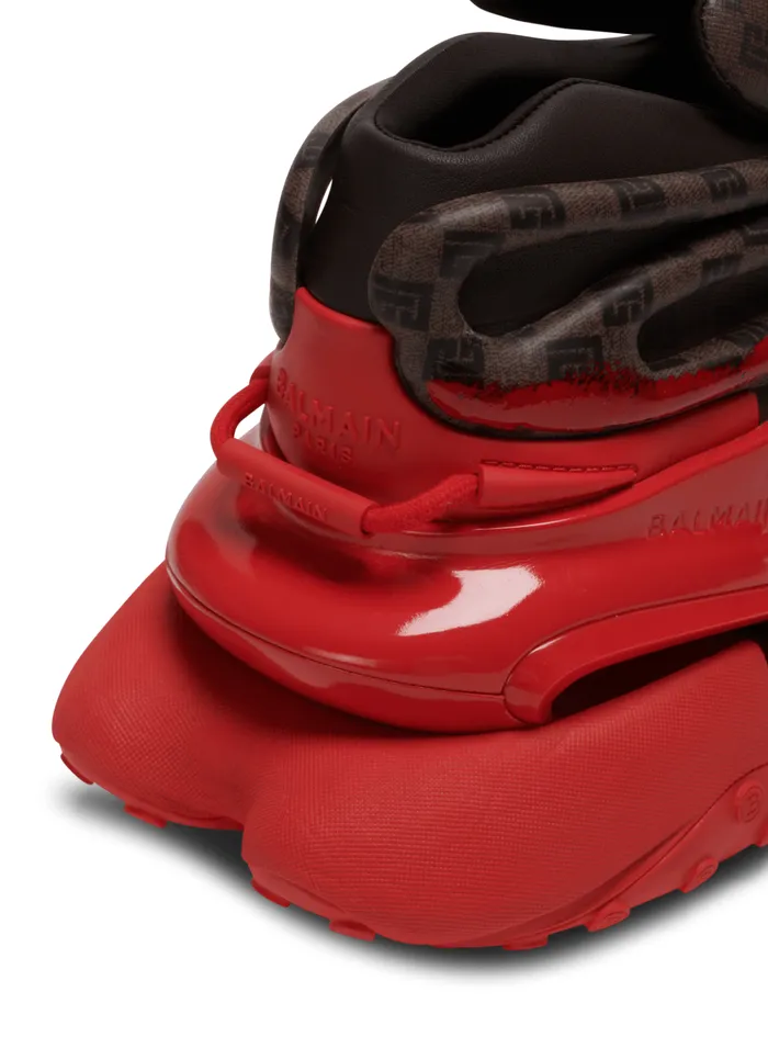Unicorn Sneakers In Neoprene And Monogram Leather Brown Men Balmain Sneakers