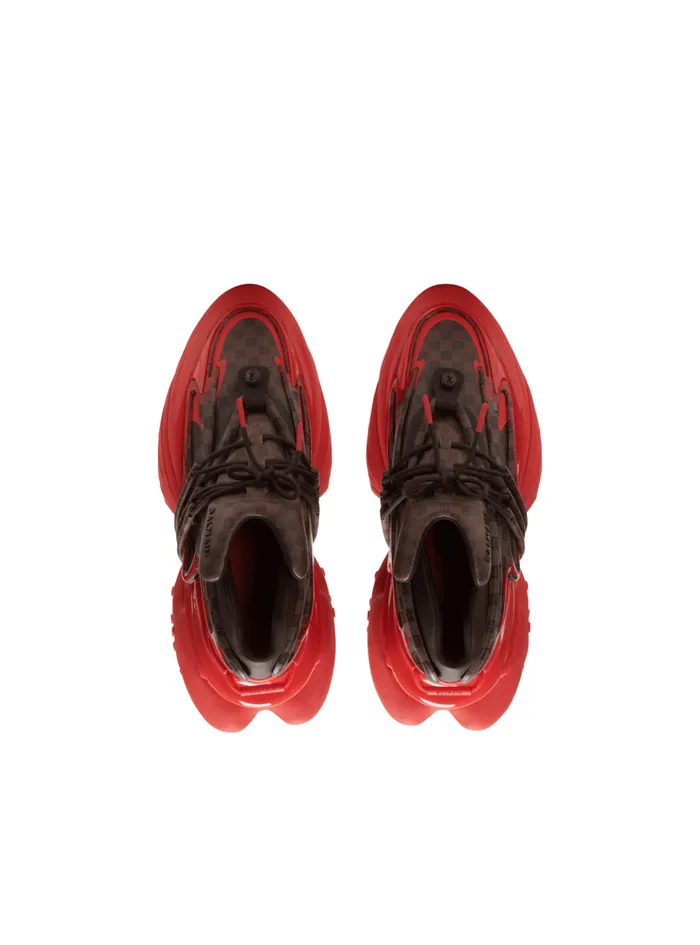 Unicorn Sneakers In Neoprene And Monogram Leather Brown Men Balmain Sneakers