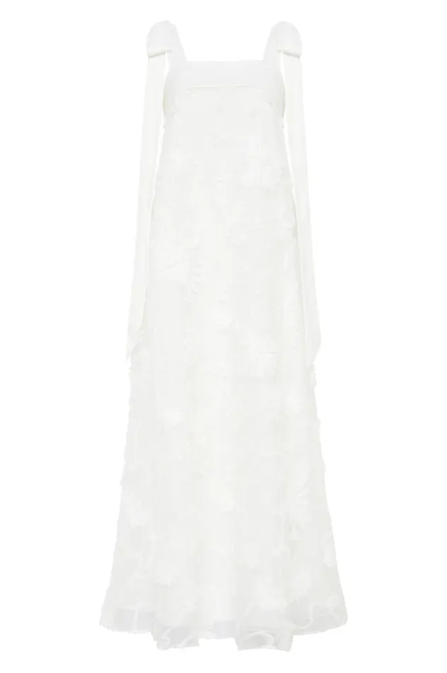 Ursula Midi Dress Ivory Women Aje White Dresses