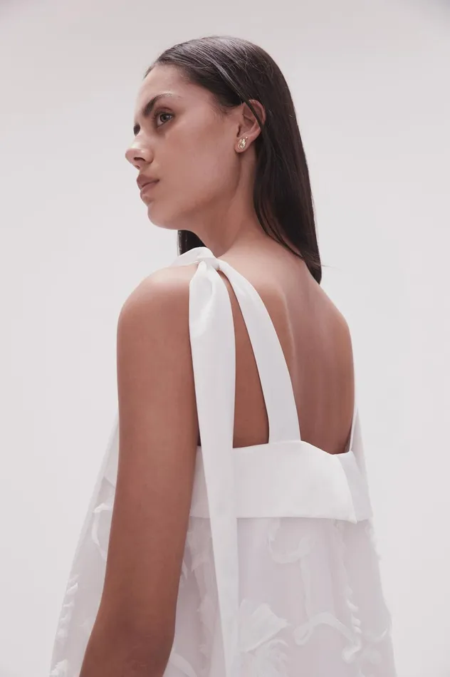 Ursula Midi Dress Ivory Women Aje White Dresses