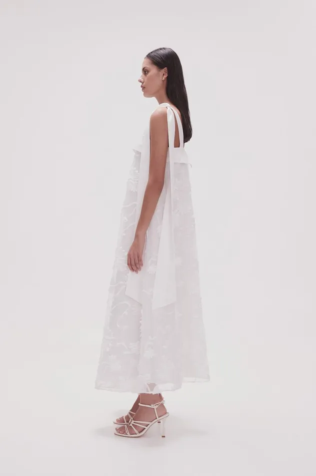 Ursula Midi Dress Ivory Women Aje White Dresses