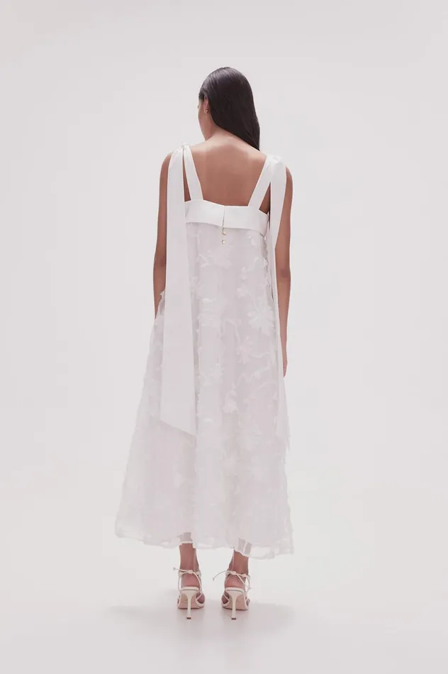 Ursula Midi Dress Ivory Women Aje White Dresses