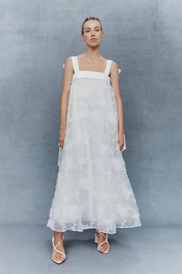 Ursula Midi Dress Ivory Women Aje White Dresses