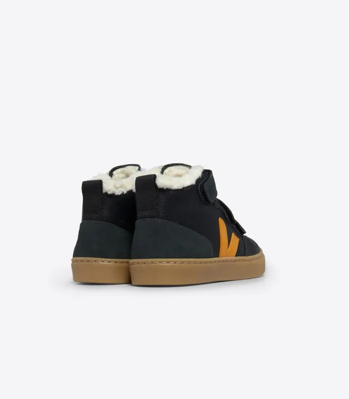 VEJA V10 Mid Kids V10 MID FURED LEATHER BLACK OURO GRAFITE