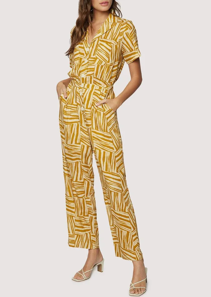 Vintage Vacay Jumpsuit Orangewhitegraphic Women Lost Wander Romper And Jumpsuits