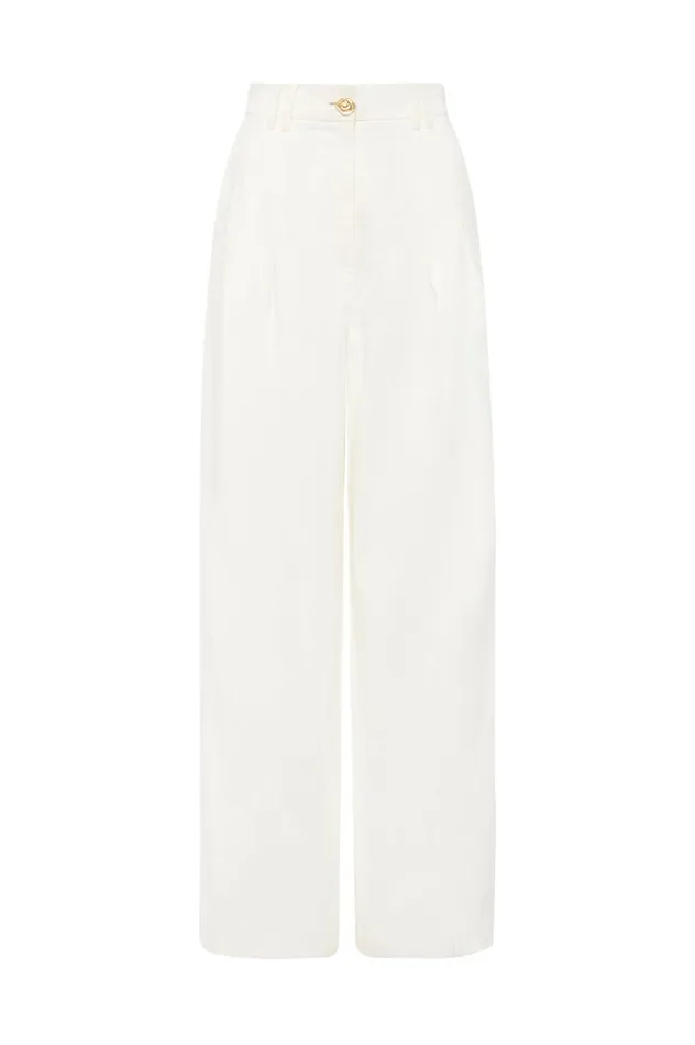 Vista High Waist Wide Leg Pant Ivory Women Aje Pants