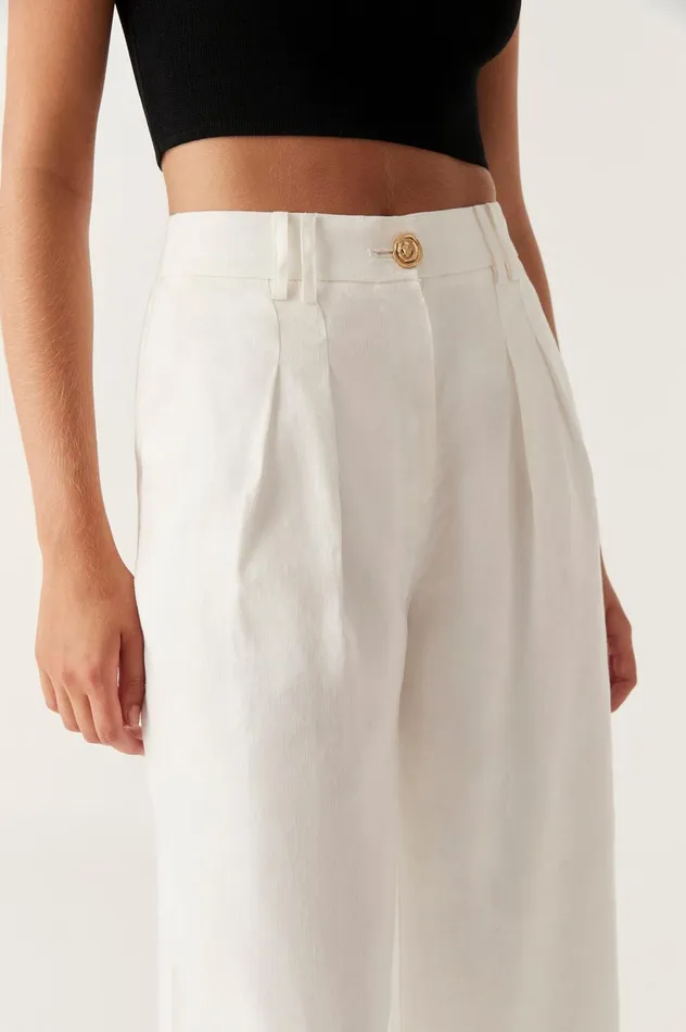 Vista High Waist Wide Leg Pant Ivory Women Aje Pants