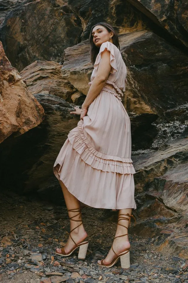 Willa Ruffle Dress In Rose Rose Women Bohme Dresses