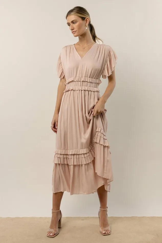 Willa Ruffle Dress In Rose Rose Women Bohme Dresses