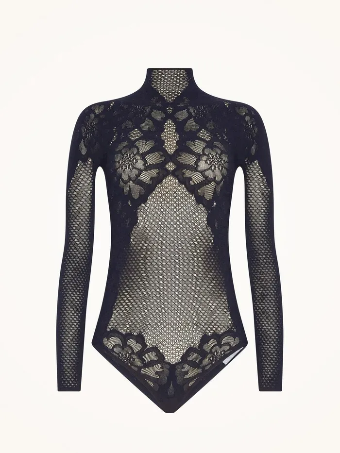 Wolford Longsleeve Bodies Lace Tattoo Body Deep Night 8211 Women