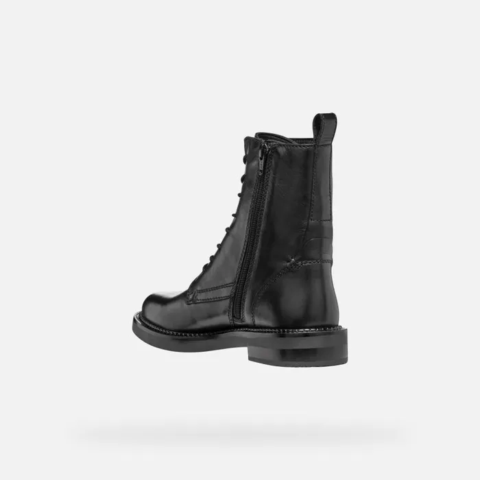 Woman Geox Ankle Boots SERILDA WOMAN Black Ankle Boots With Laces Black