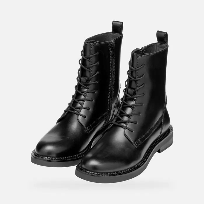 Woman Geox Ankle Boots SERILDA WOMAN Black Ankle Boots With Laces Black