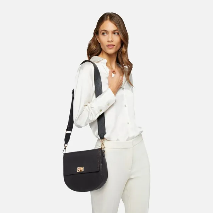 Woman Geox Bags FLAVIE A Women039s Black Shoulder Bag Online Store Black