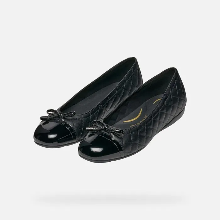 Woman Geox Ballerinas ANNYTAH WOMAN Black Leather Ballerina Flats Black