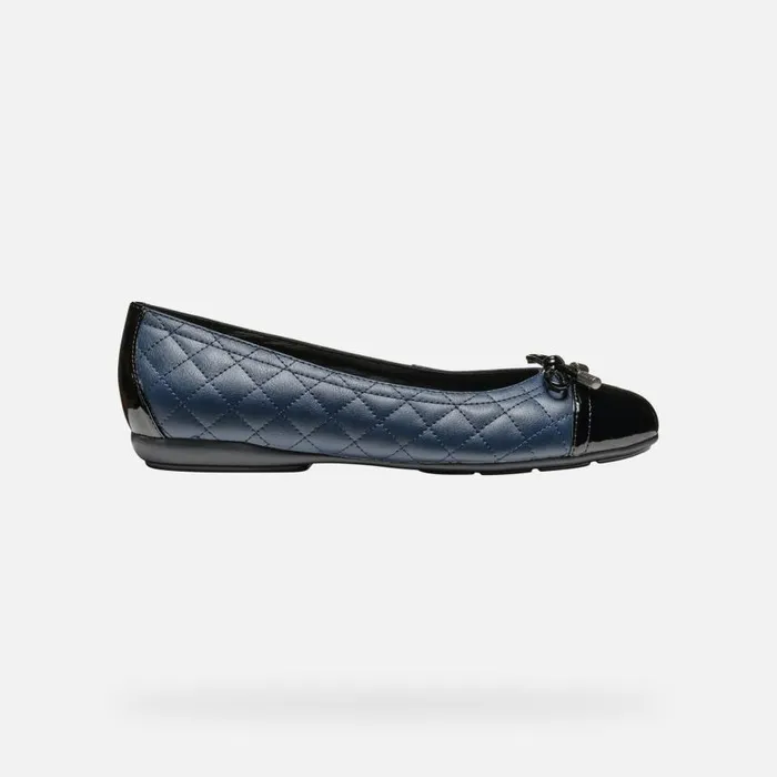 Woman Geox Ballerinas ANNYTAH WOMAN NavyBlack Leather Ballerina Flats Navyblack
