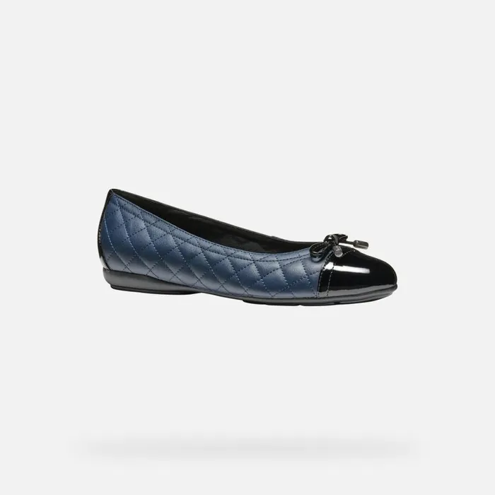 Woman Geox Ballerinas ANNYTAH WOMAN NavyBlack Leather Ballerina Flats Navyblack