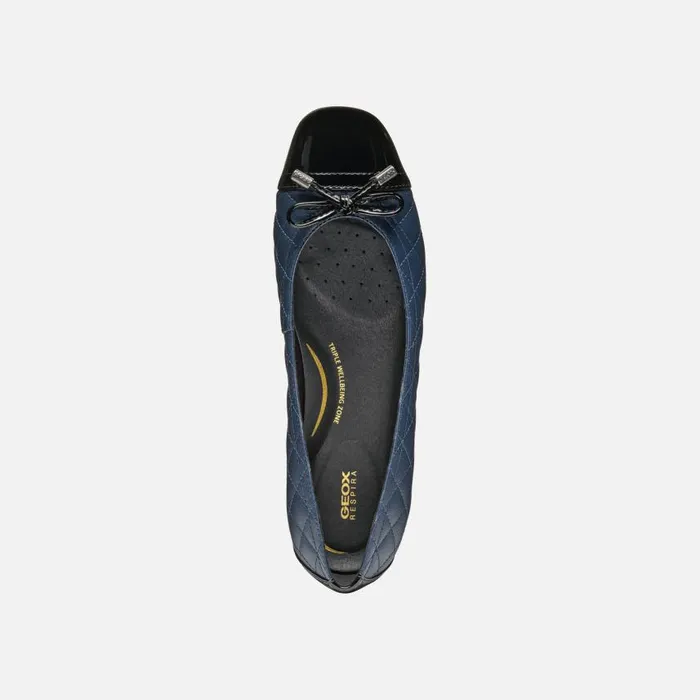 Woman Geox Ballerinas ANNYTAH WOMAN NavyBlack Leather Ballerina Flats Navyblack