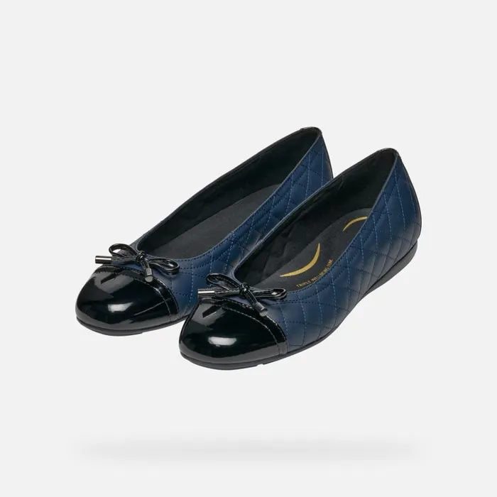Woman Geox Ballerinas ANNYTAH WOMAN NavyBlack Leather Ballerina Flats Navyblack