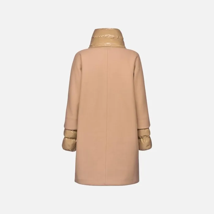 Woman Geox Coats DIAMANTA WOMAN Tiger039s Eye Long Coat Tiger039s Eye