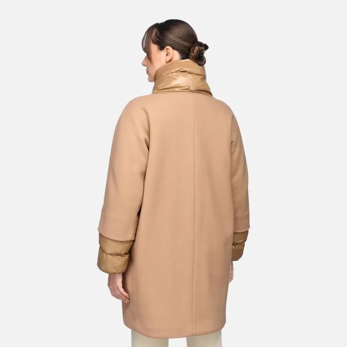 Woman Geox Coats DIAMANTA WOMAN Tiger039s Eye Long Coat Tiger039s Eye