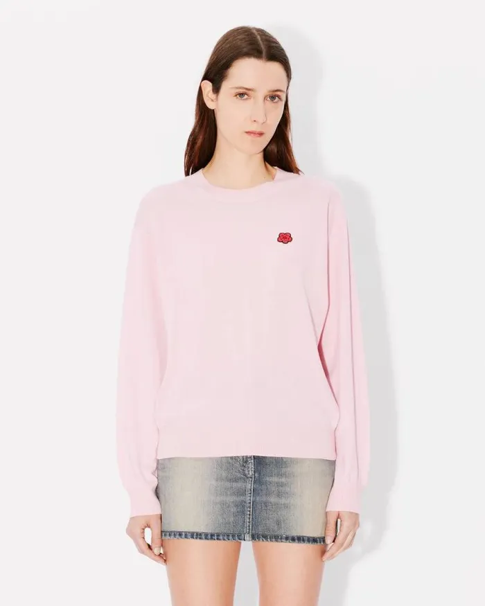 Women 039Boke Flower039 Embroidered Jumper In Wool Faded Pink Kenzo Sweaters And Cardigans