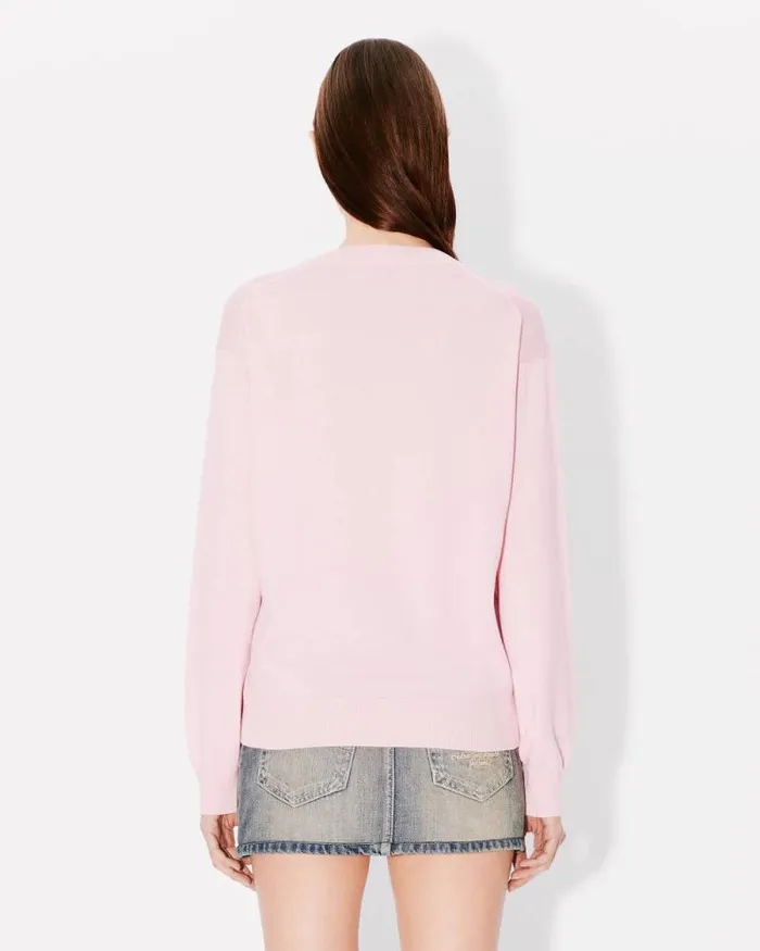 Women 039Boke Flower039 Embroidered Jumper In Wool Faded Pink Kenzo Sweaters And Cardigans