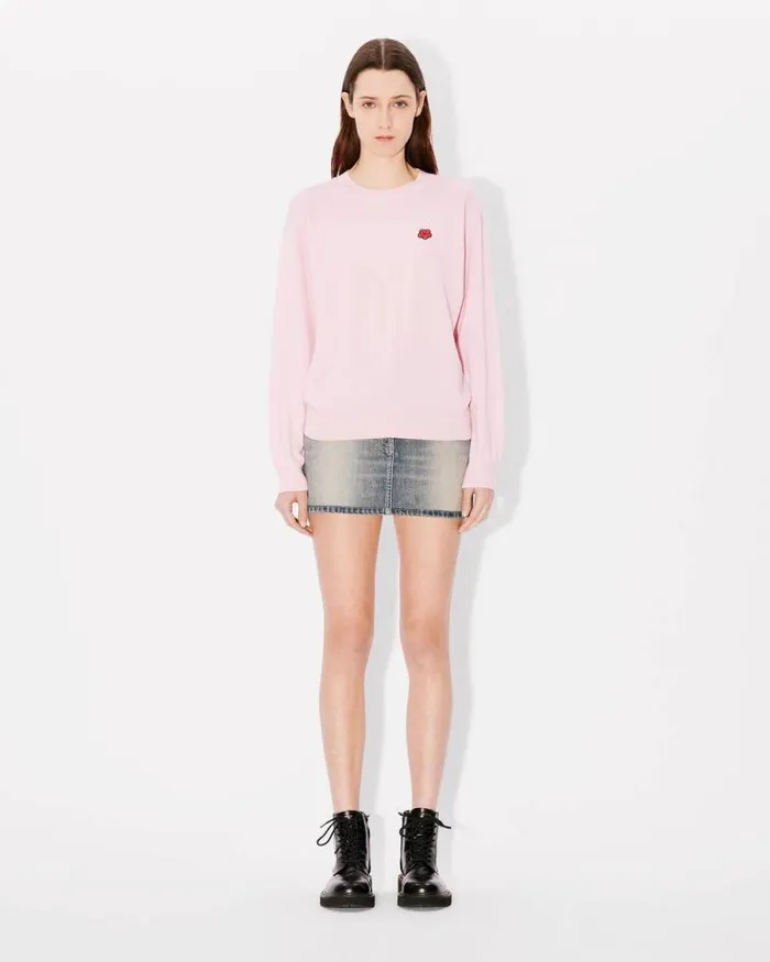 Women 039Boke Flower039 Embroidered Jumper In Wool Faded Pink Kenzo Sweaters And Cardigans