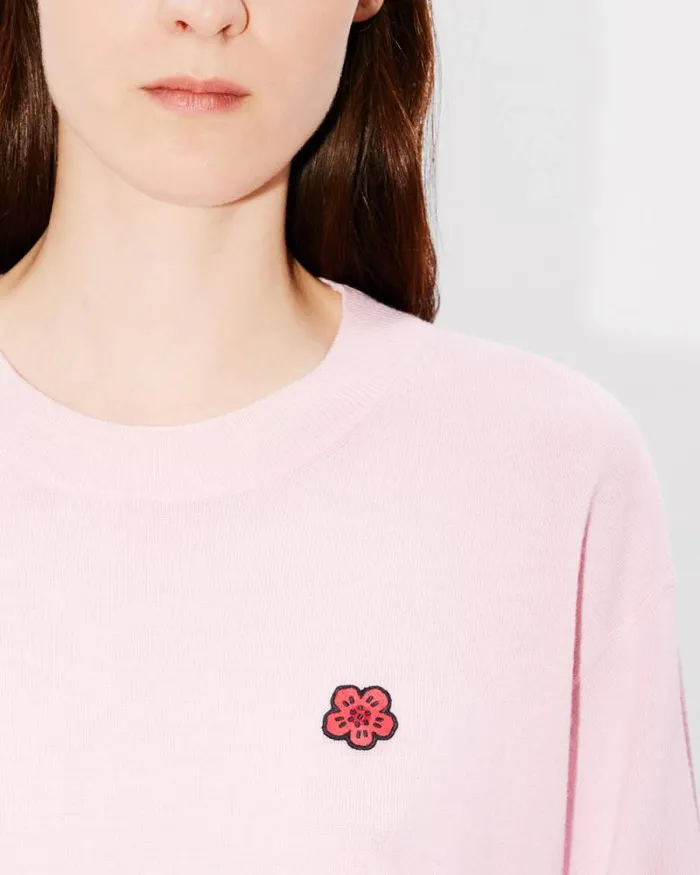 Women 039Boke Flower039 Embroidered Jumper In Wool Faded Pink Kenzo Sweaters And Cardigans