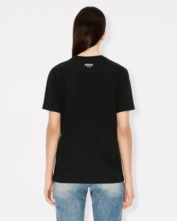 Women 039Boke Flower039 Embroidered Loose Tshirt In Cotton Black Kenzo Tshirts And Polos