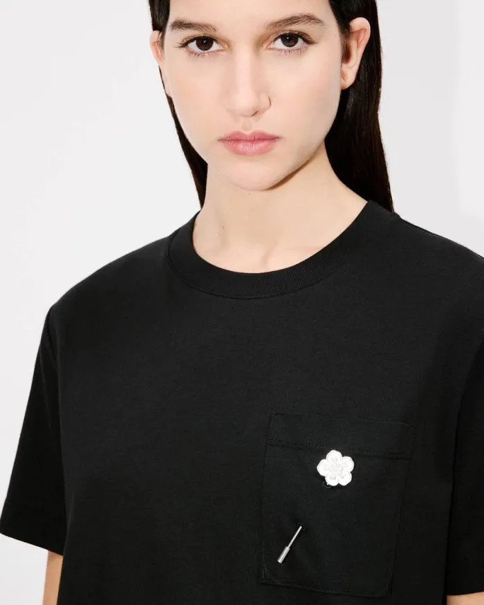 Women 039Boke Flower039 Embroidered Loose Tshirt In Cotton Black Kenzo Tshirts And Polos