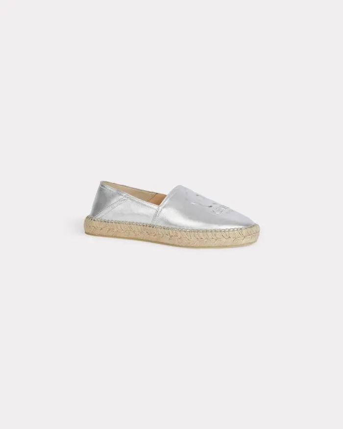 Women 039Boke Flower 20039 Special Fit Leather Espadrilles Silver Kenzo Mules And Espadrilles