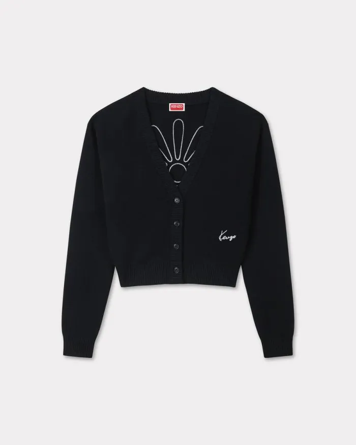 Women 039KENZO Marguerite039 Embroidered Cardigan In Wool Black Kenzo Sweaters And Cardigans Women 039KENZO Marguerite039 Embroidered Cardigan In Wool Black Kenzo Sweaters And Cardigans