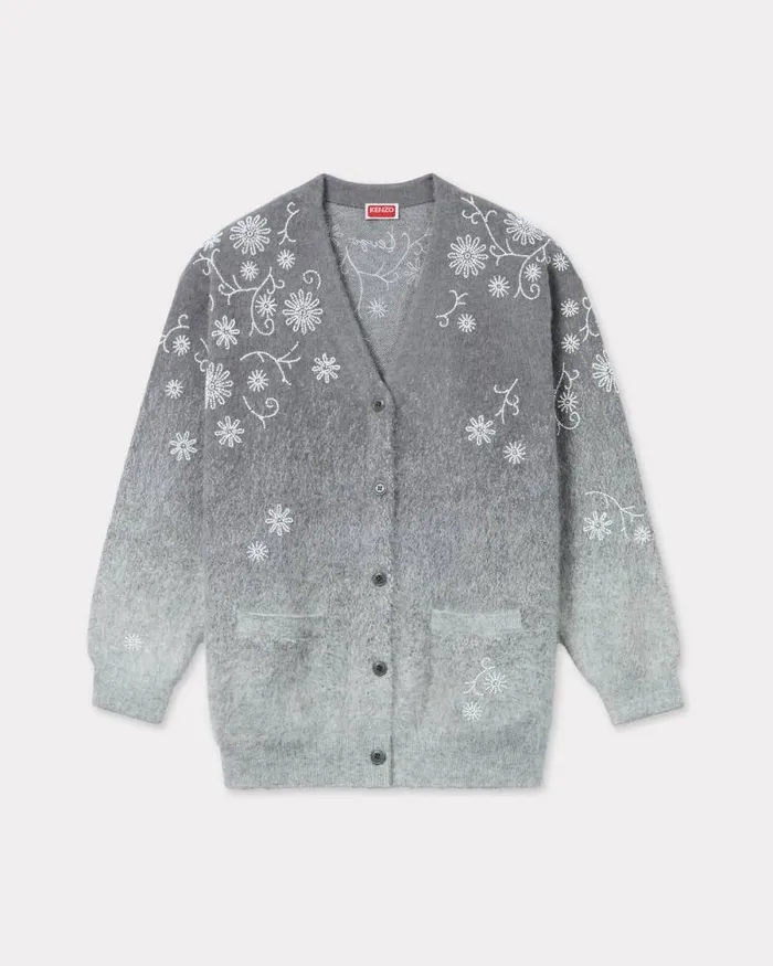 Women 039KENZO Marguerite039 Embroidered Cardigan Stone Grey Kenzo Sweaters And Cardigans Women 039KENZO Marguerite039 Embroidered Cardigan Stone Grey Kenzo Sweaters And Cardigans
