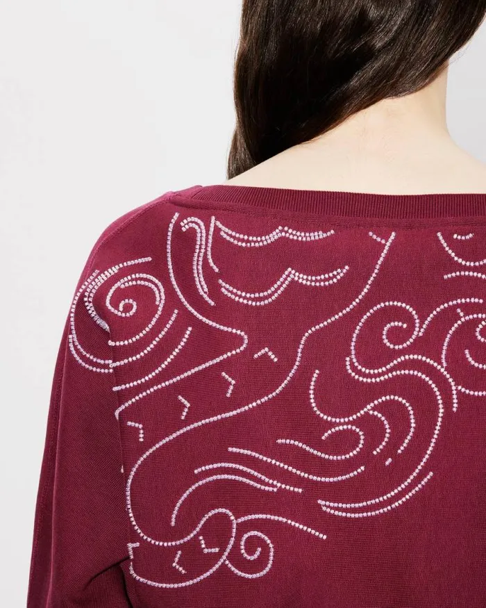 Women 039KENZO Star Tiger039 Embroidered Oversized Batwing Sweatshirt Bordeaux Kenzo Sweatshirts And Hoodies