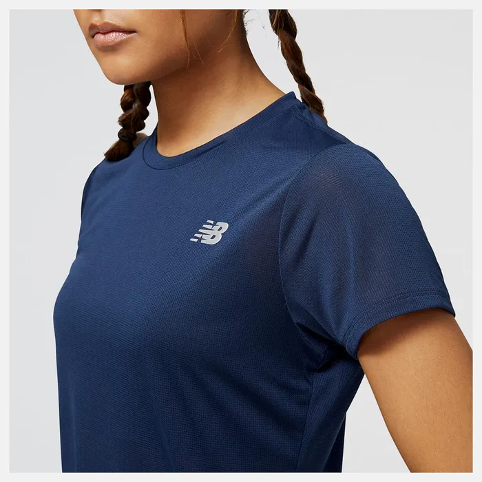 Women Accelerate Short Sleeve Top Natural Indigo New Balance Shirts Women Accelerate Short Sleeve Top Natural Indigo New Balance Shirts