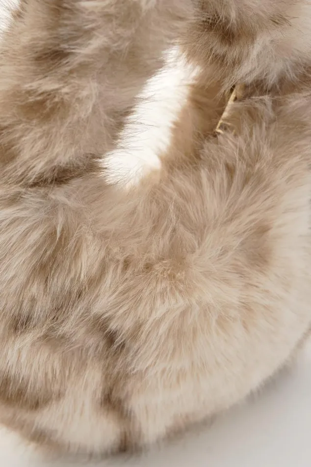 Women ALIX LEO Mini Faux Fur Hobo Bag Beige Leopard LAMARQUE Bags Women ALIX LEO Mini Faux Fur Hobo Bag Beige Leopard LAMARQUE Bags
