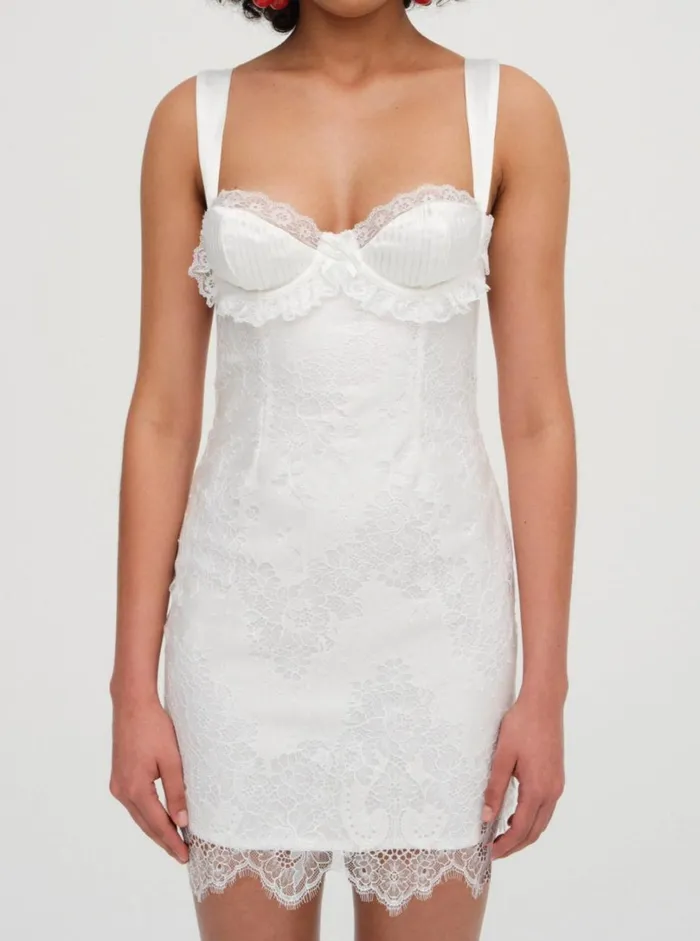Women Allira Lace Mini Dress White For Love and Lemons Dresses