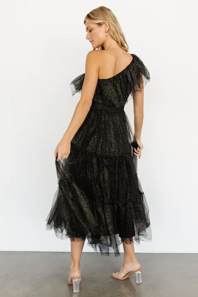 Women Anessa Tulle Dress Black Gold Baltic Born Embellished and Sequined Women Anessa Tulle Dress Black Gold Baltic Born Embellished and Sequined