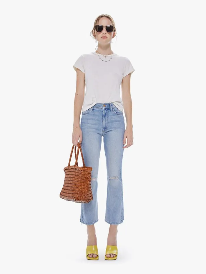 Women Bags Mother Denim Goa Medium Leather Tote Brown